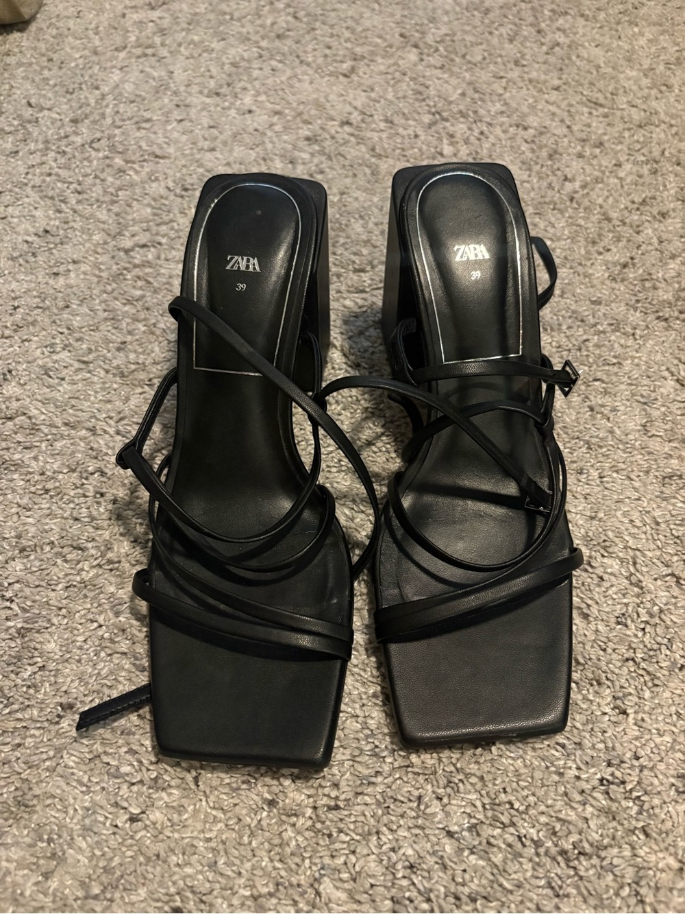 Zara Leather Block Heel Sandal